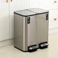 Large Efficient Outdoor Household Metal Dual Step Trash Can 50L Capacity Garbage Waste Bins for Kitchen & Rooms