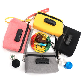 Custom Carbon Activated Polyester Smell Proof Herb Bags Smell Proof Pouch with Combination Lock for Tobacco
