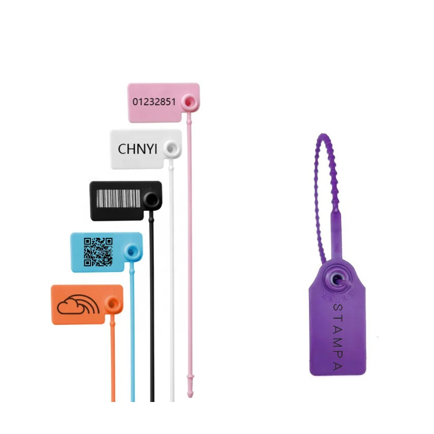 REMOVED No Return NO EXCHANGE Disposable Lock Plastic Seal Hangtag Custom Logo UV Printed Rectangle Shape Anti-Theft Clothing