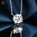 Custom Romantic Jewelry Pure 925 Sterling Silver 2 Carat Round Moissnaite Pendant Necklace Chain Engagement Gift