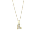 Risingmoon Tarnish Free 18K Gold Plated Stainless Steel Jewelry Heart Pendant Necklace White Zircon Diamond Necklace Women