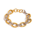 N&S 18K Gold Stainless Steel Bracelet 23cm Contemporary Design Oval Smooth Twist Chain for Anniversary Jewelry