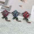 Fashion Large Rhinestone Floral Brooches Colorful Diamond Rose Flower Brooch Pin for Gift