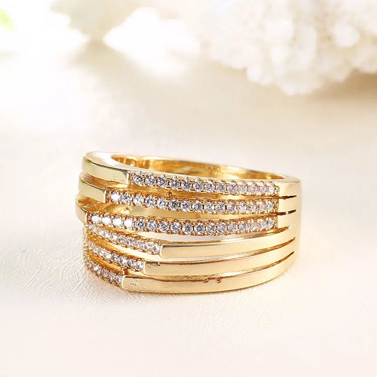 Fashion Jewelry Cubic Zirconia Engagement Wedding Diamond 14 k Solid Gold Ring