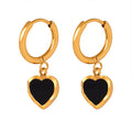 French Retro Love Heart Enamel Earrings Eardrops Titanium Steel 18K Gold Hoop Earrings for Ladies Gift