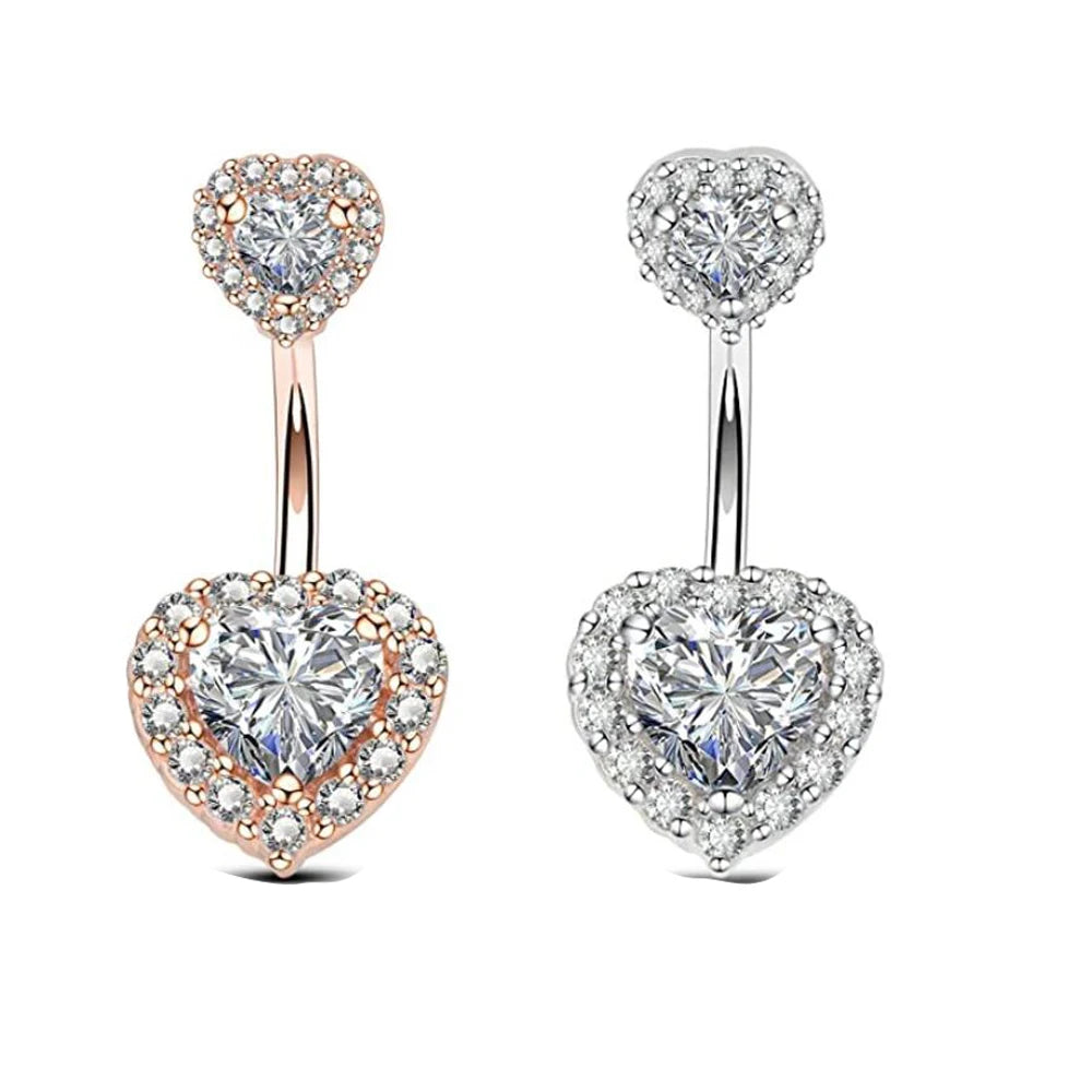 Mix Color 10pcs 14G 316L Surgical Steel Navel Belly Button Rings Heart Barbell Ear Tragus Earring Cartilage Body Piercing Belly MegaBDM