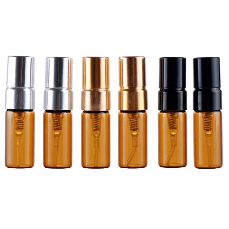 Good Quality Gold Silver Black Aluminum Sprayer Mini Small 3ml Empty Amber Refilling Glass Spray Perfume Bottle