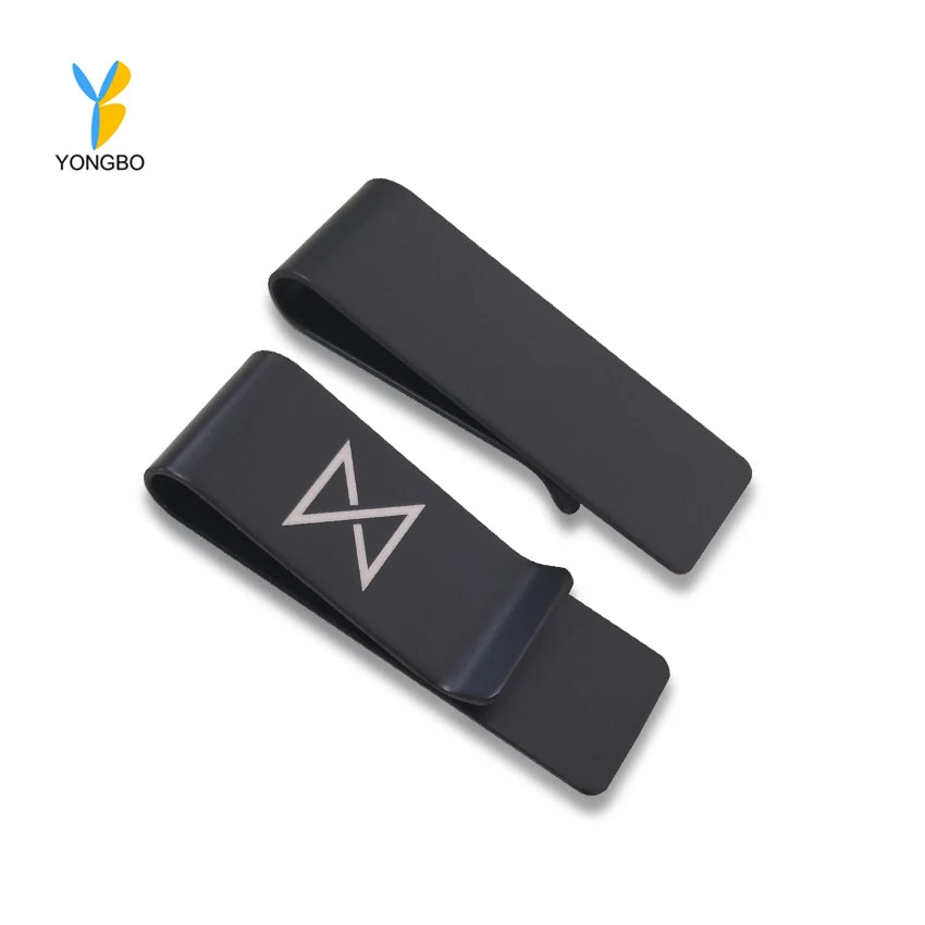 Custom Logo Money Clip Black Wallet Slim Pocket Cash ID Credit Card Money Holder Bill Clip Clamp Gift