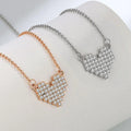 Daidan Necklace Heart Zircon Dainty Rose Gold Sterling Silver Heart Pave Heart Necklace