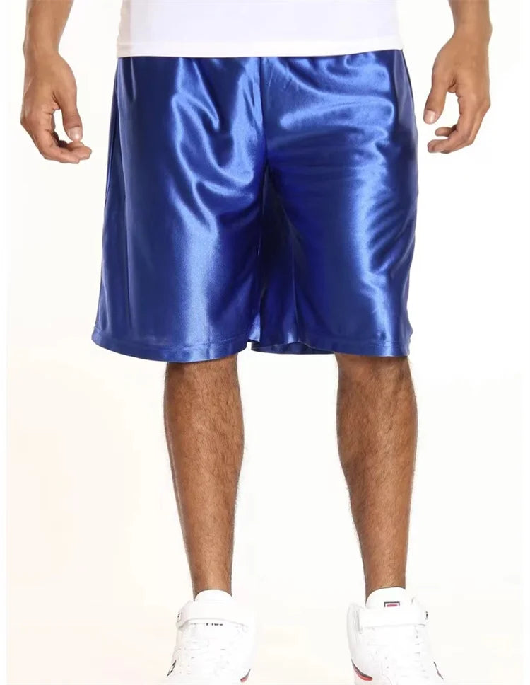 Low Moq Summer Street Wear Wholesale Men Satin Sport Lined Pijama Custom Blank Shiny Dazzling Basketball Shorts for Men