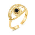 Fashion Stainless Steel Evil Eyes with Black Turquoise Open Cuff Finger Ring China Manufacturer Supplier with Wholesale Price