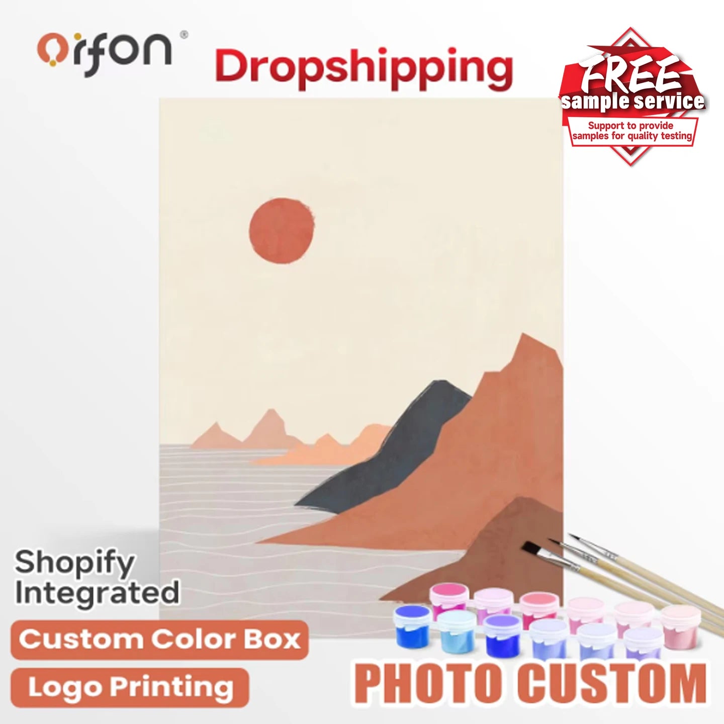 Orfon Factory Dropshipping Paint by Numbers Kits for Child - Minimalist Sunset Mountain Art Home Decor Craft Supplies