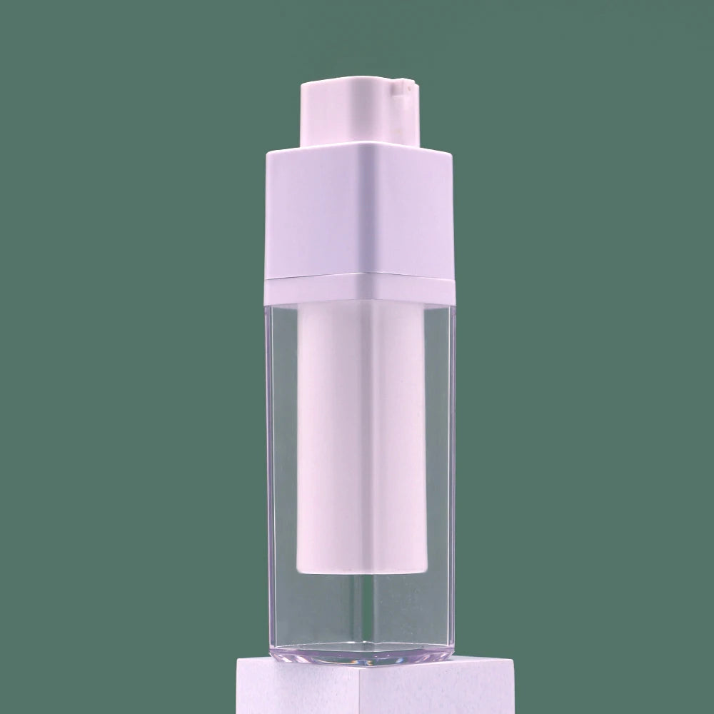 Free Sample Luxury Skin Care Double Wall Square White Slim Cosmetic Pump Sprayer Plastic Twist up 30ml 50ml Airless Pump Bottle