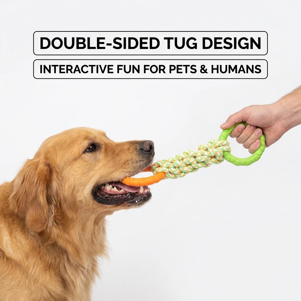 Factory Supply TPR Chew Ring and Rope Tug Dog Toy Durable Interactive Puppy Teething Chew Aggressive Chewers