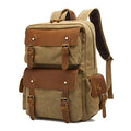 Large-Capacity Vintage Waterproof Durable Fashion Rucksack Soft Strap Waxed Canvas Zipper Closure Polyester Lining for Unisex