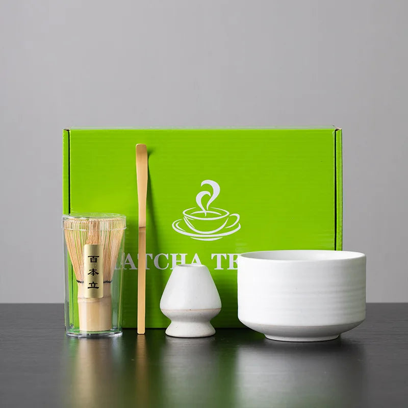 100% Natural Bamboo Japanese Handmade Whisk Chasen Traditional Bowl Scoop Chashaku Tea Spoon Matcha Whisk Set