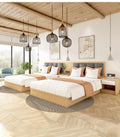 Foshan Interior Apartment Hotel Room Furniture Now Bedroom Set 3-star Double king Size Bed Oem Bed Wardrobe Minibar