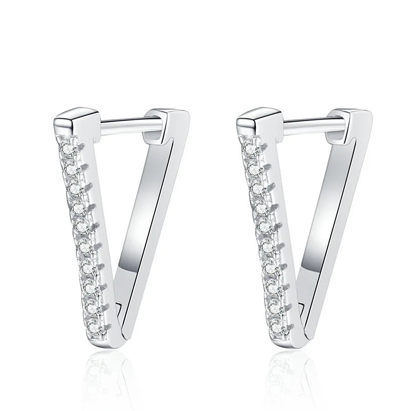 S925 Sterling Silver V-Shape Earrings Elegant and Stylish Moissanite Jewelry Simple Luxury Fashion Moissanite Jewelry