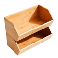 Bamboo Stackable Food Storage Organization Bin Basket Drawer Organizer Crate Boxes with Handles for Kitchen Pantry