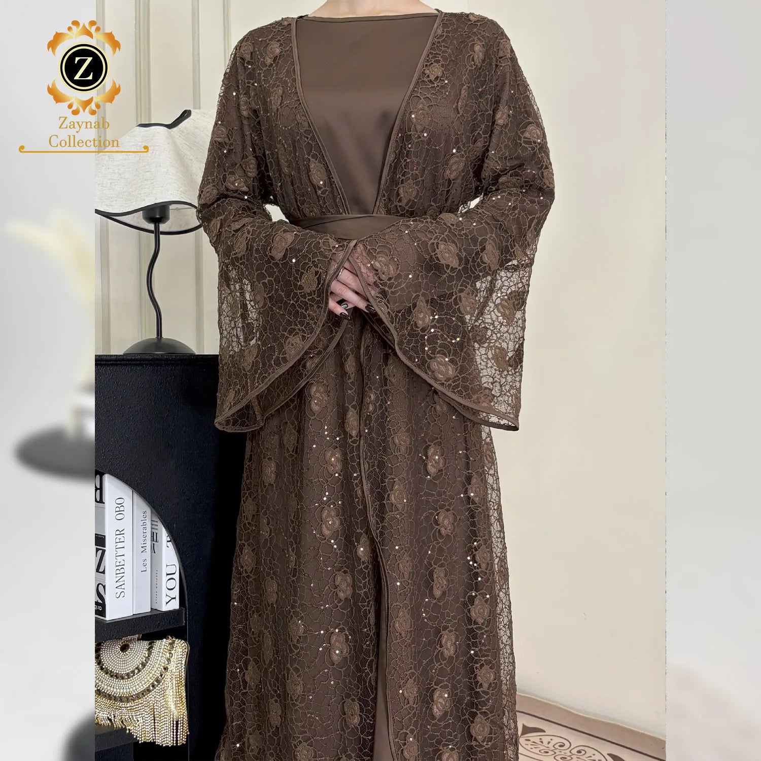 Zaynab Women Muslim Dress Abayas Open Wholesale Women Dubai Islamic Clothing Custom Fabric Material Kaftan Abaya Elegant Abaya