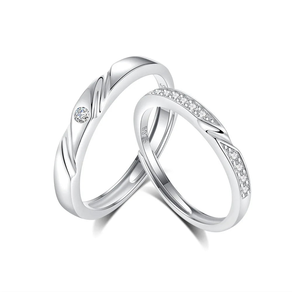 FDJZ-167 925 Genuine Silver Rhodium Sterling Zircon Rings Classic Style Wedding Engagement Jewelry for Couples for Parties