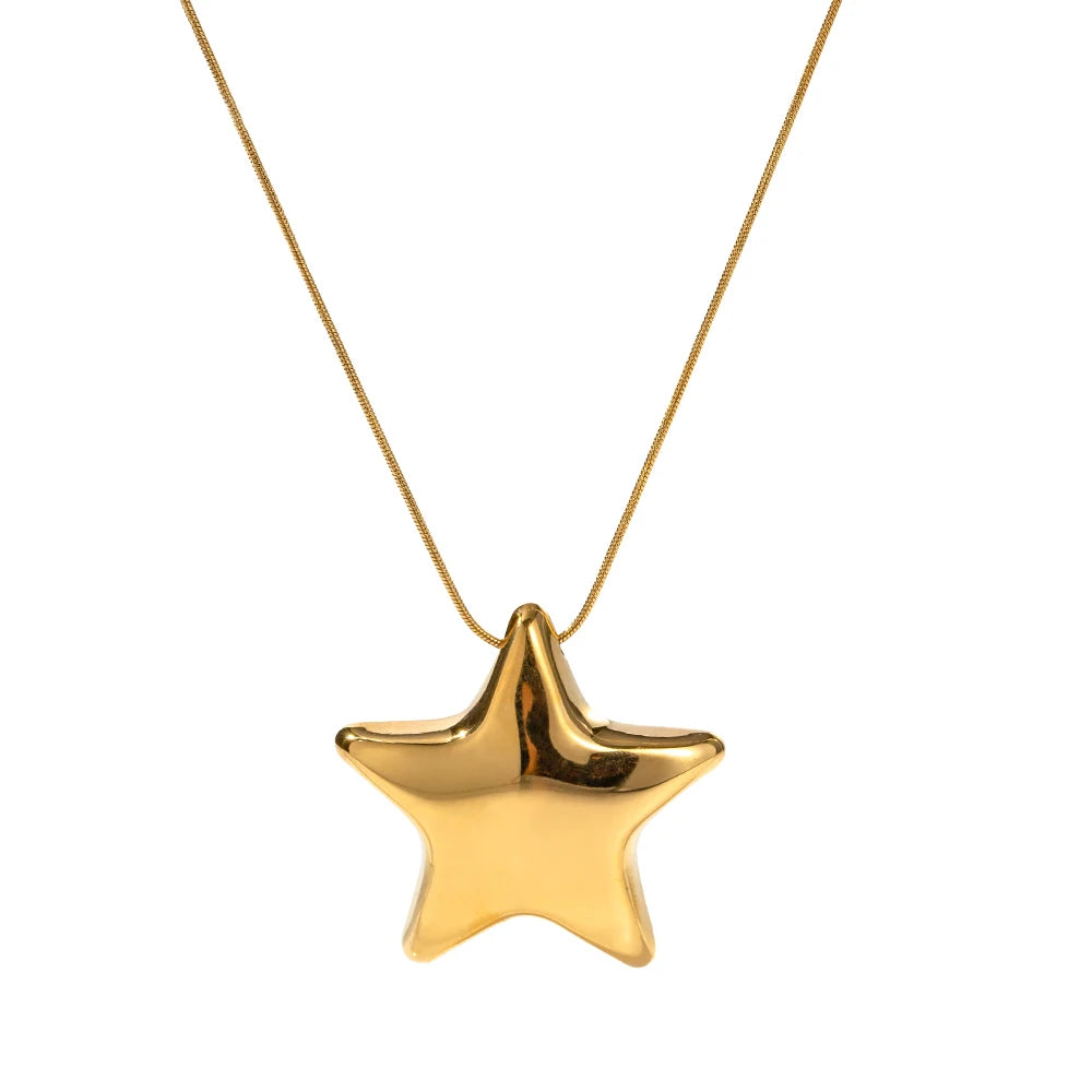N&S Bold Unique Platinum-Colored Hollow Star Pendant Necklace Trendy Gold Plated Featuring Bold Unique Jewelry Design