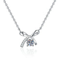 Factory Wholesale Bow Shape 925 Sterling Silver 0.5Carat Bling Moissanite Necklace for Women Daily Wearable