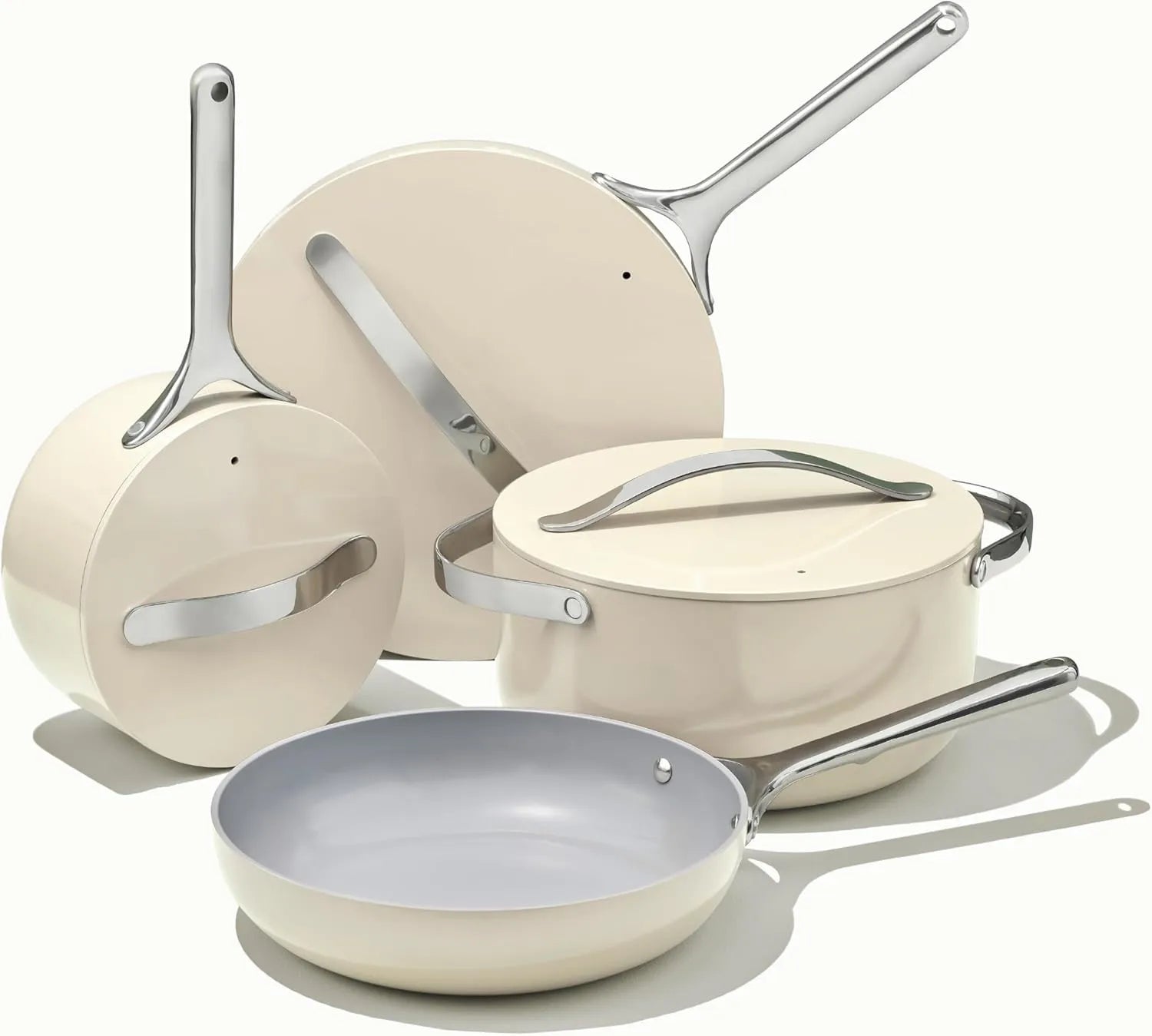 CARAWAYHOME High Quality Ceramic Coating Aluminium Non-stick Cookware Set Dishwasher and Oven Safe With Stainless Steel Handle