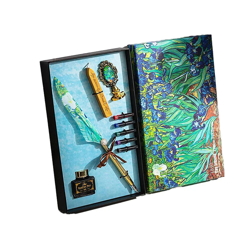Custom Fountain Pens With Feather Dip Many Colours Ink Luxury Metal Fountain Pen Gift Set Business