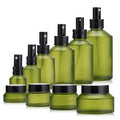 15ml 30ml 60ml 100ml 120ml 200ml Frosted Glass Olive Green Slant Shoulder Cosmetic Jars Dropper Spray Bottle Serum Pump Bottles