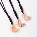 Wholesale Natural Quartz Cherry Agate Moon Pendant Healing Stone Women Fashion Necklace