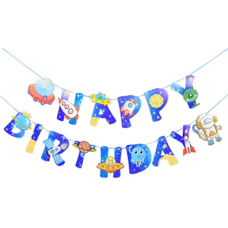 Ychon Happy Birthday Paper Banner Bunting Garland for Kids Boys Party Supplies