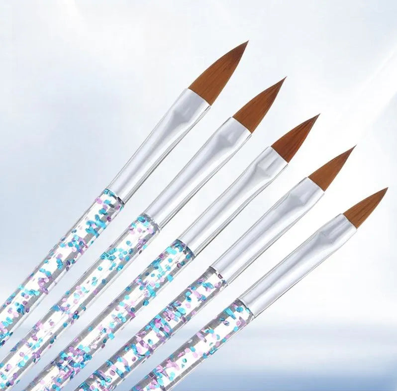 New Five-Piece Nail Art Brushes Set Nylon Crystal Pen Sequin Rod Liners for Nail Sculpting