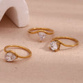 White Cubic Zircon Jewelry Ring  Minimalist Style Waterproof Ripple Shape Ring Stainless Steel Fashion Jewelry Ring for Women