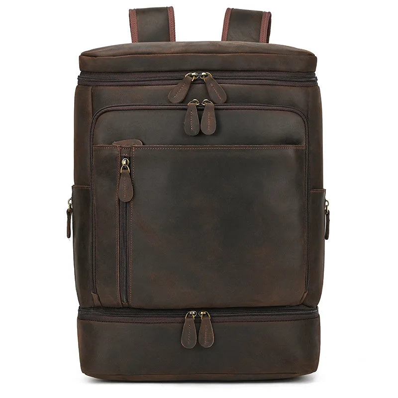 Men's Backpack Wet and Dry Separation with Insulated Compartment Crazy Horse Leather Business Trip Cowhide Leisure Travel Bag