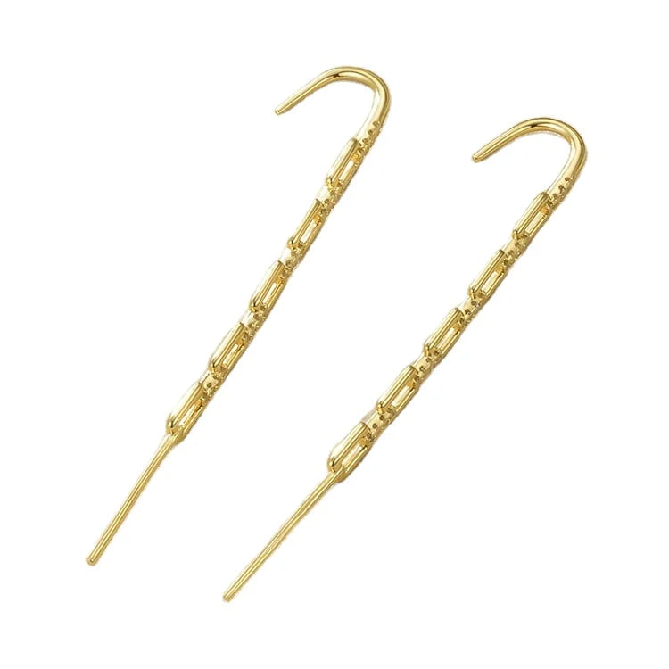 Fashion Jewelry Punk Rhinestone Link Chain Stud Earrings for Women Gold Color Statement Geometric Earings Gift Wholesale E191096