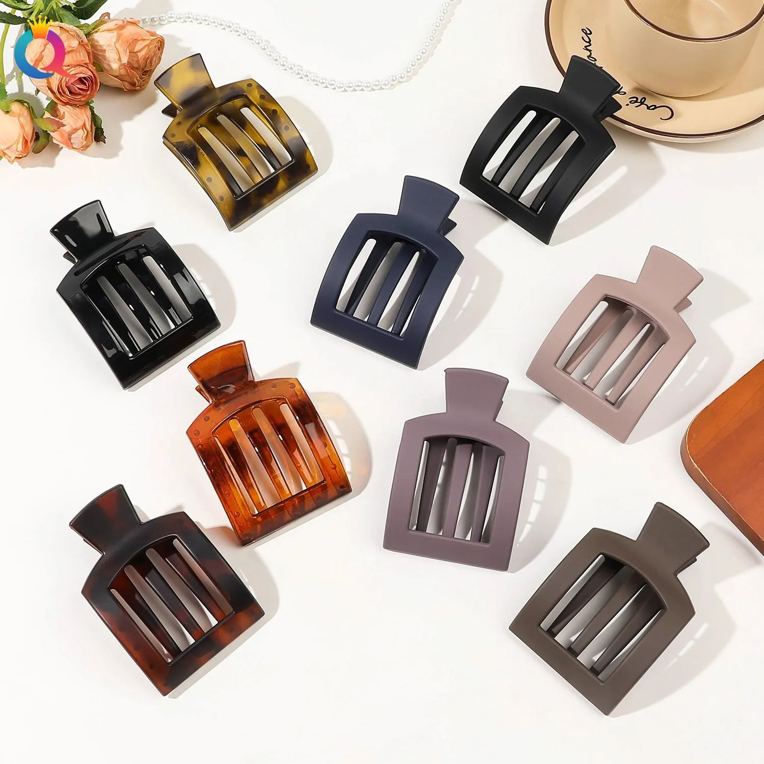 QIYUE PC 9cm Hair Clips Square Duckbill Clips Women's Hair Accessories