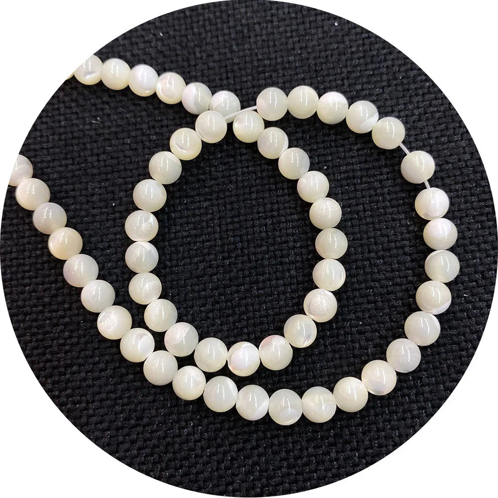 2-6mm Natural Round Loose Shell Beads White Trochus Shell Bulk Mother of Pearl Beads for Jewelry Making