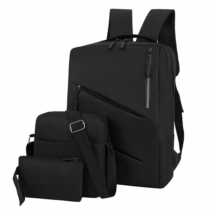 Ready to Ship College University Boy Men Laptop Bags Computer Shoulder 3in1 Pcs Set School Laptop Backpack Bags With Usb Charger