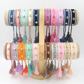 Creative Golden Heart Rivets Handmade Line Woven Bracelet Tassel Shape Adjustable Friendship Wristband