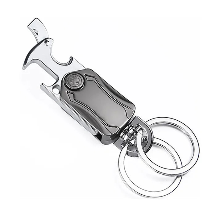 Multifunctional Spring Carabiner Car Keychain Snap Dog Hook Metal Key Chain Bottle Opener with 2 Key Rings