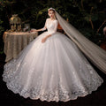 2022 New Spring Lace Appliques Wedding Dresses Long Sleeve Vestidos De Novia Plus Size Princess Bride Wedding Gowns