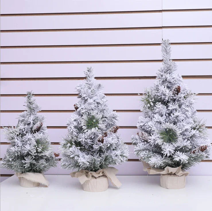Wholesale Christmas Decoration Supplies Ornament Tabletop Flocked Mini Christmas Tree