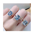Ins Hot Sale Simply 8*10mm Emerald Cut Zirconia Diamond Ring High Carbon Diamond 925 Silver Ring