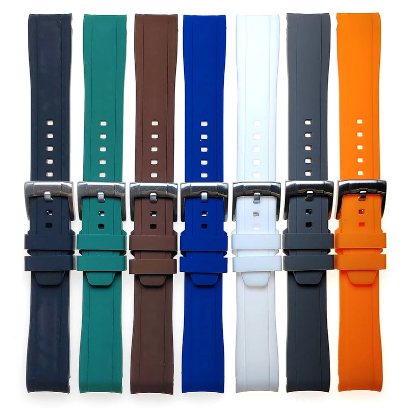Cheap Diving Good Quality Curve End 20mm 22mm Rubber Soft Pin Buckle Watch Band Watch Strap