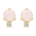 OL0961 Abiding Jewelry Manufacturer Rose Gold Plated 925 Sterling Silver Round Cut Milky Rainbow Moonstone Earrings Studs