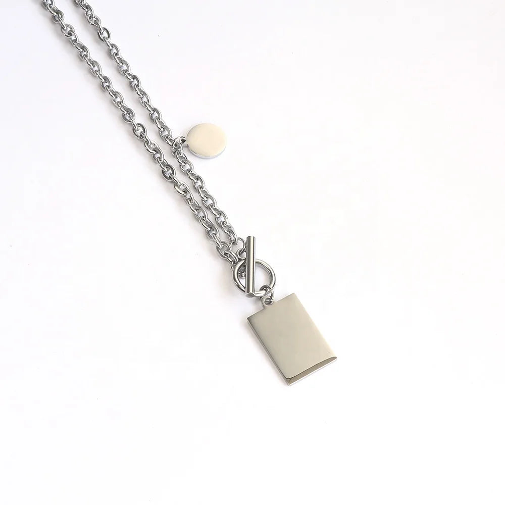 Customized Bold Jewelry Chunky Chain Stainless Steel Blank Tag Necklace for Men