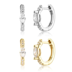 FUAMAY Aretes Silver 925 Zircon Hoops Stud Earrings Marquise Zircon Earrings
