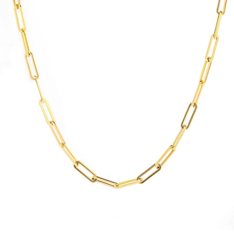 Stainless Steel 18K Gold Plated Fashionable Elegant Paperclip Chain Personalized DIY Choker Necklace for Anniversary Occasion