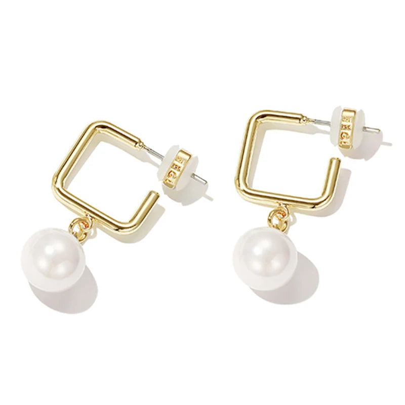 CAOSHI Geometric Waterfresh Pearl Gold Plated Party Drop Earrings for Women Jewelry